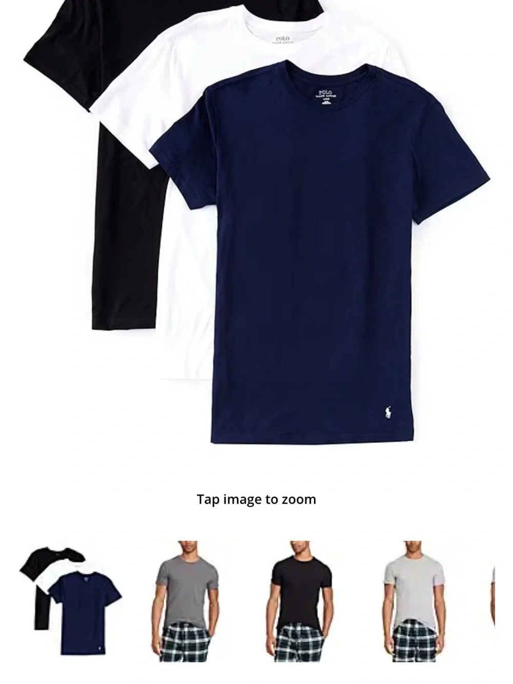 Polo by Ralph Lauren Men’s Crew Neck T-Shirt 3-Pack - Navy, White & Black
